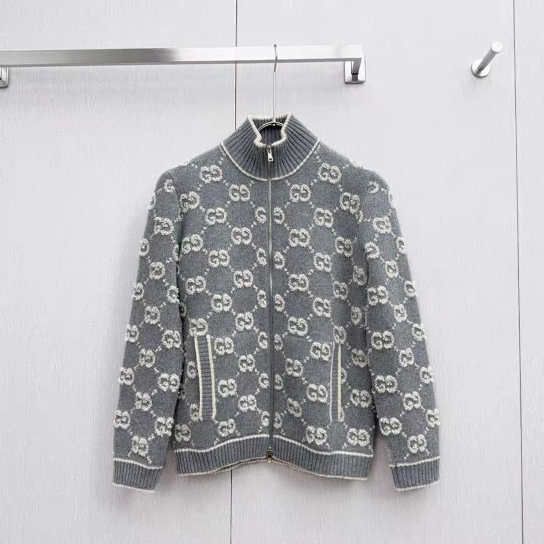 Shenzhen Nanyou High Version G 2025 New Autumn/Winter Knitted Long-Sleeve Sweater Full Print 3D Letter Cardigan Jacket