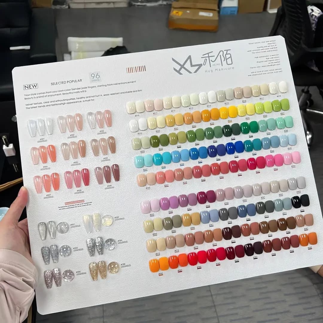 Cross-border Mingyi Cardamom Solid Color Large Set Nail Gel Polish Popular Nail Salon Exclusive 15ml*96pcs with Pre-painted Color Chart