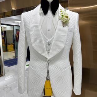 Man Suit Cross-border Trade White Suit for Men Wedding Casual Host 3-Piece Set