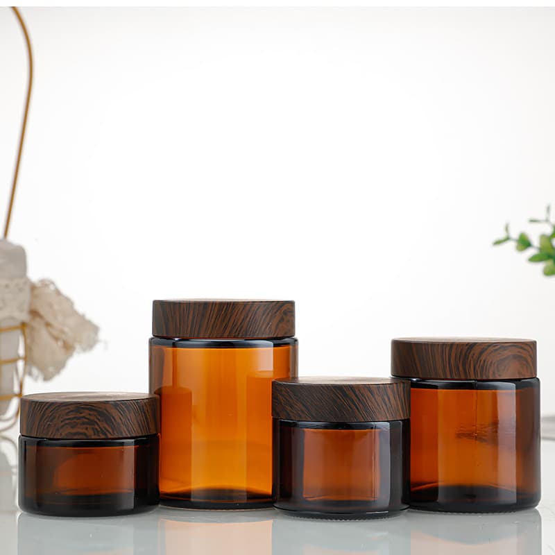Custom Brown Glass Cream Jar Frosted Face Cream Container Travel Cosmetic Jar Portable Foundation Liquid Empty Bottle