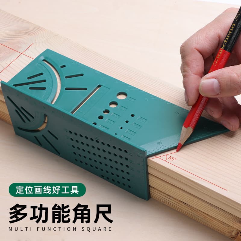 Multifunctional Angle Ruler 3D Bevel Measuring Tool Woodworking Square 45/90 Degree Marking Gauge Positioning Tool