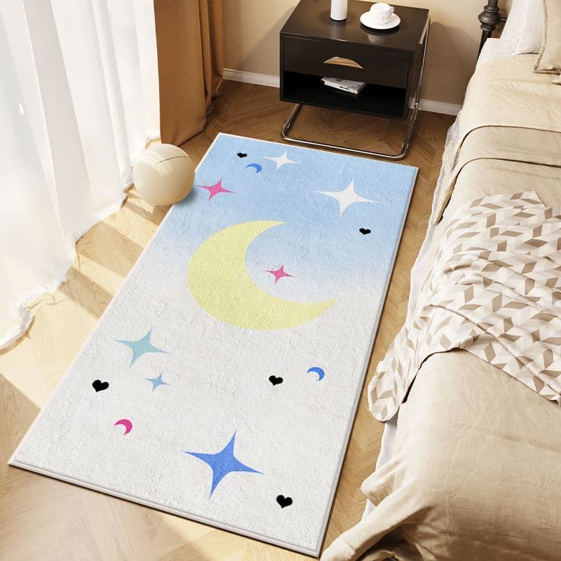 Minimalist Star Room Faux Cashmere Mat Children's Room Long Non-Slip Carpet Home Wear-Resistant Bedroom Bedside Rug