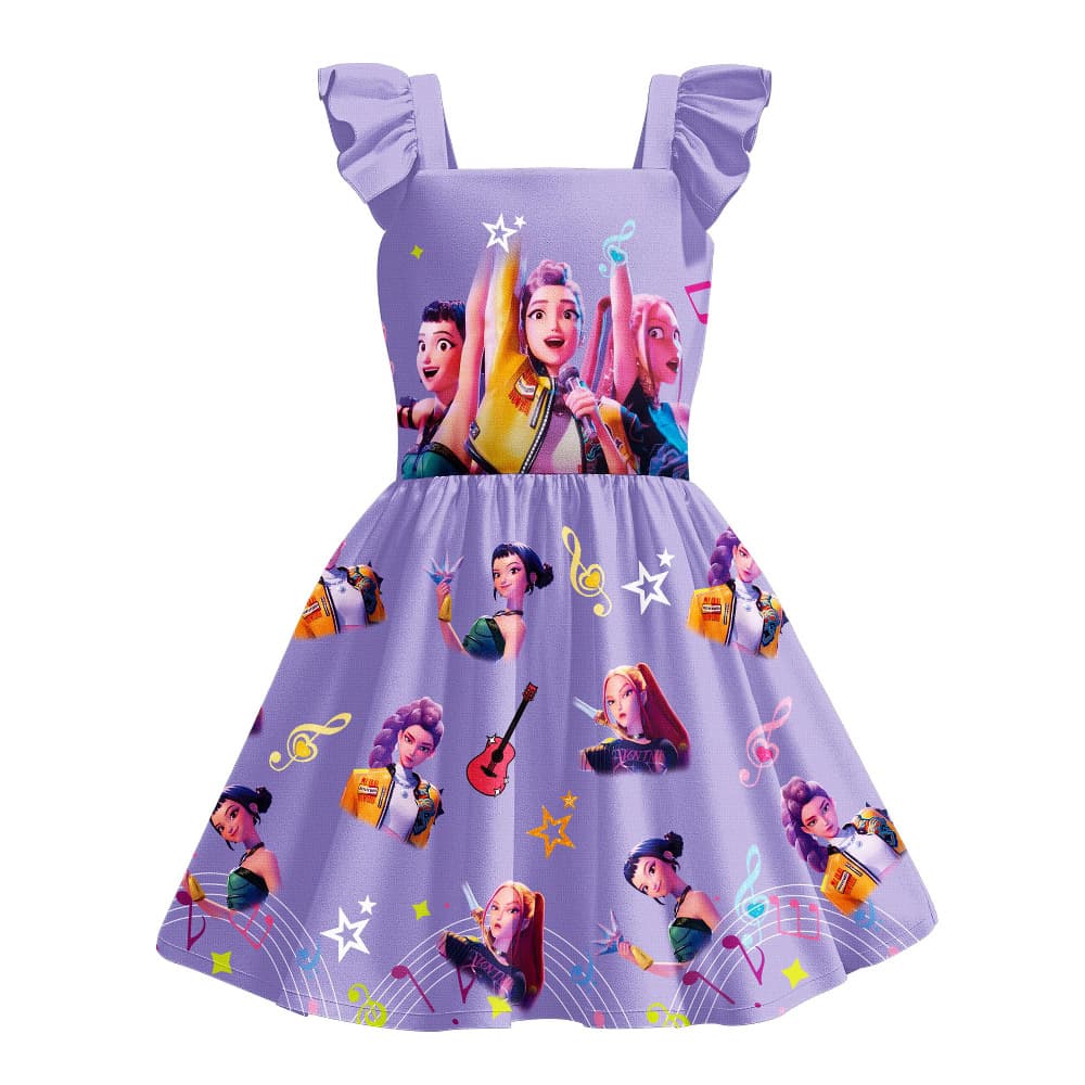 2025 new cross-border summer devil hunter suit pop singer home wear princess dress printed nightgown