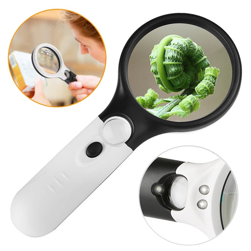 3x 45x Double Lens Three LED Lights Handheld Illuminated Reading and Jewelry Appraisal Magnifier - E-commerce Bestseller