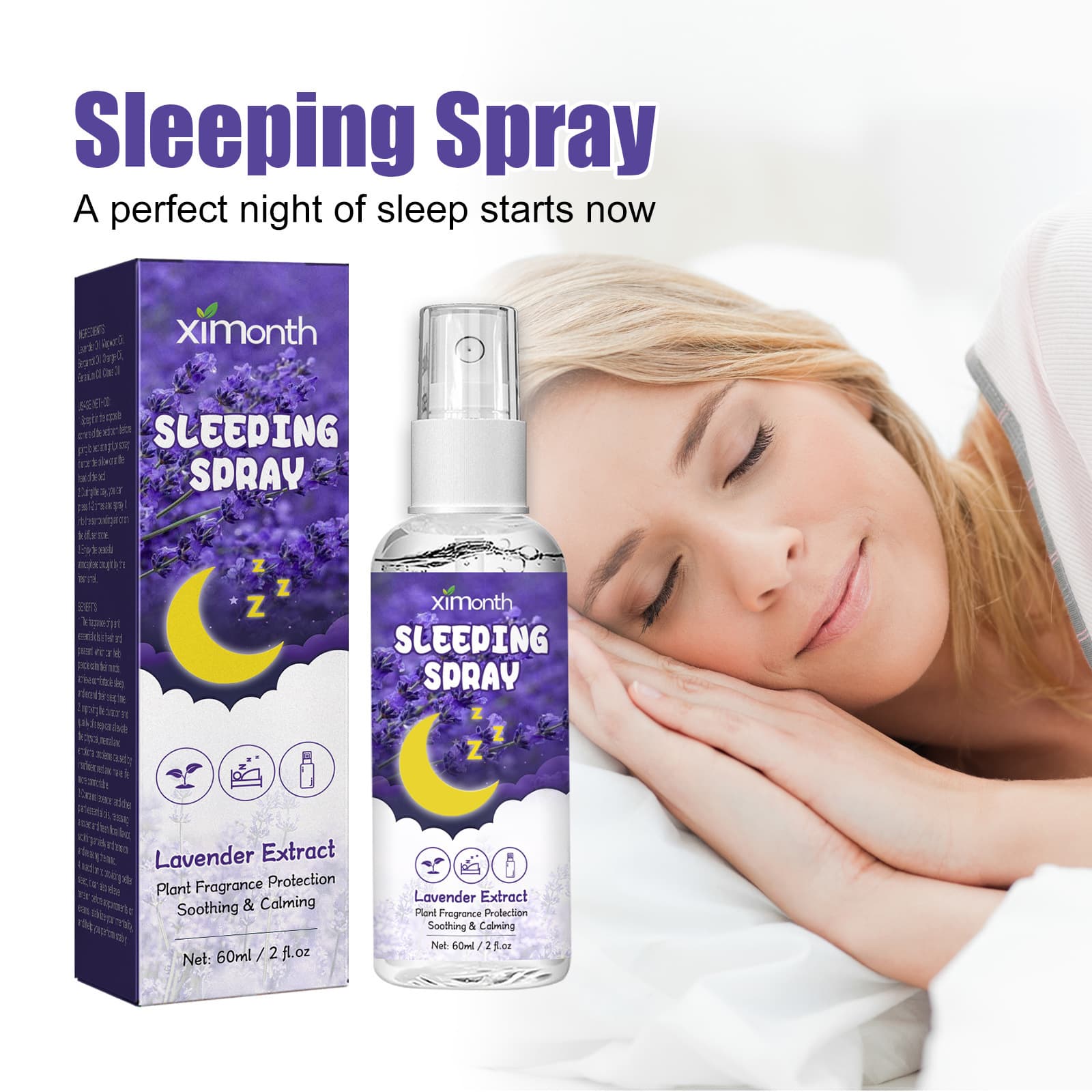 XIMONTH Lavender Sleep Spray Anxiety Relief Relaxation Aid for Sleep