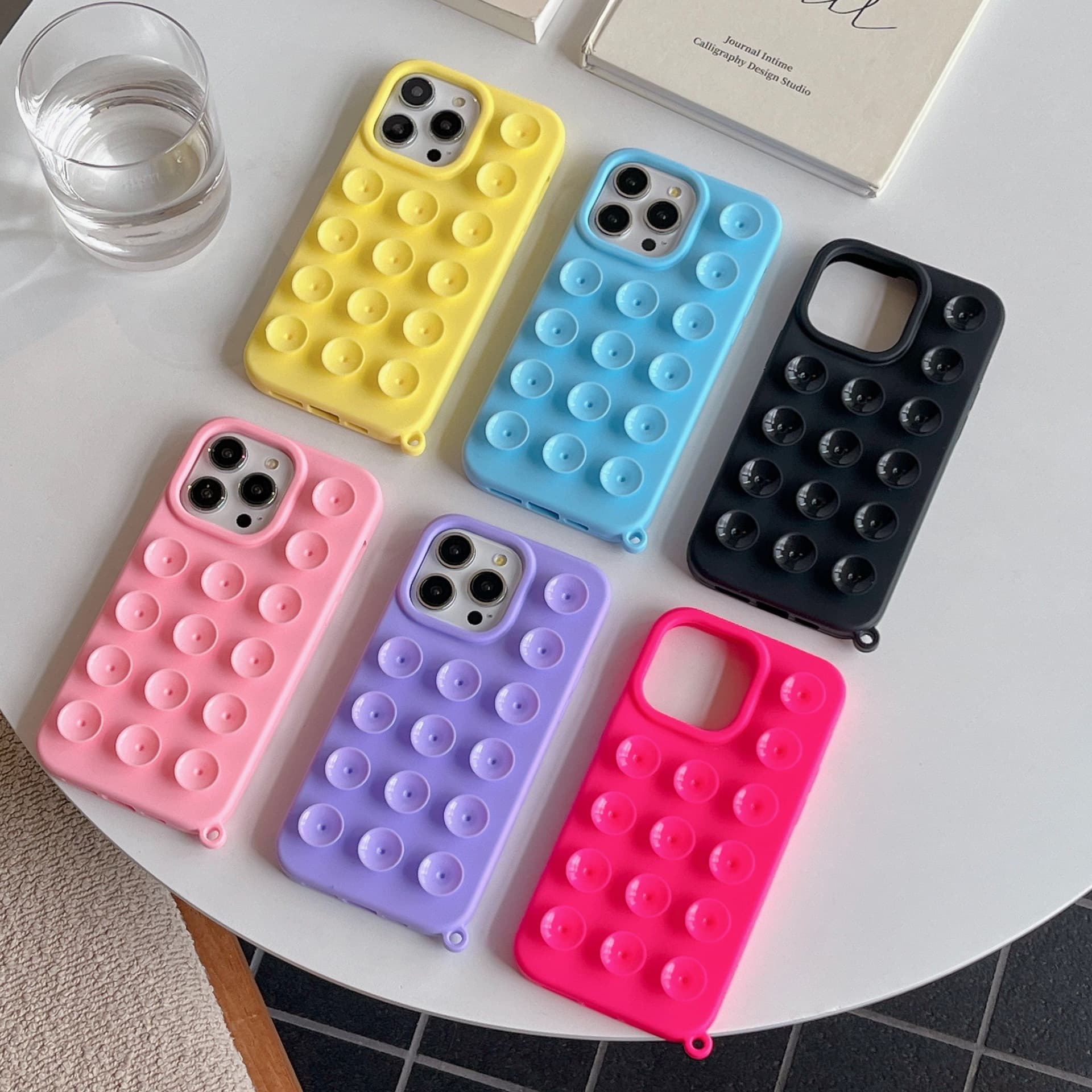 New Silicone Airbag Suction Cup Case for iPhone 16 Pro Max, Strong Suction 15 Pro Candy Color 14