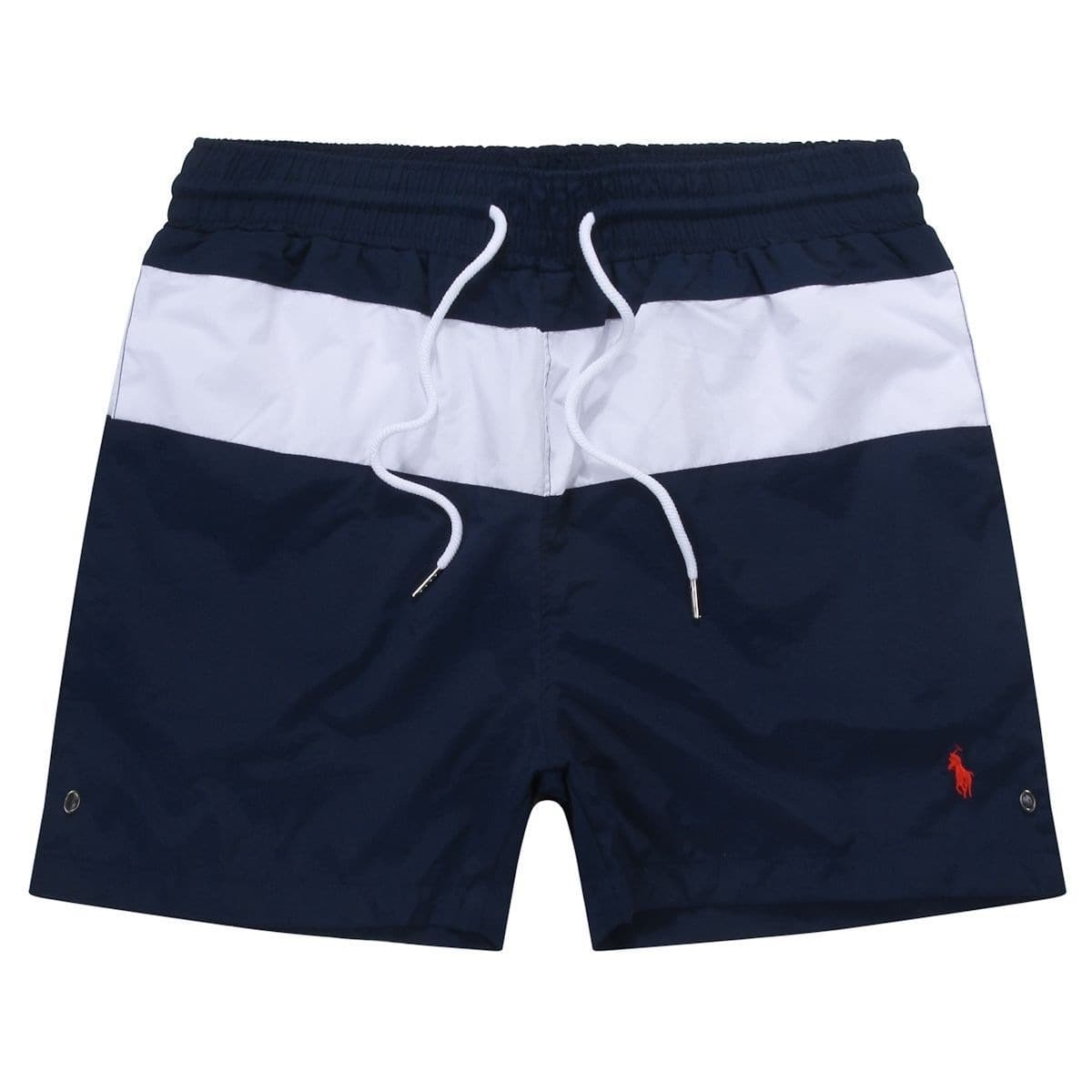 3D European and American summer quick-drying beach pants color-blocked loose straight shorts pony logo casual vacation men's quarter pants