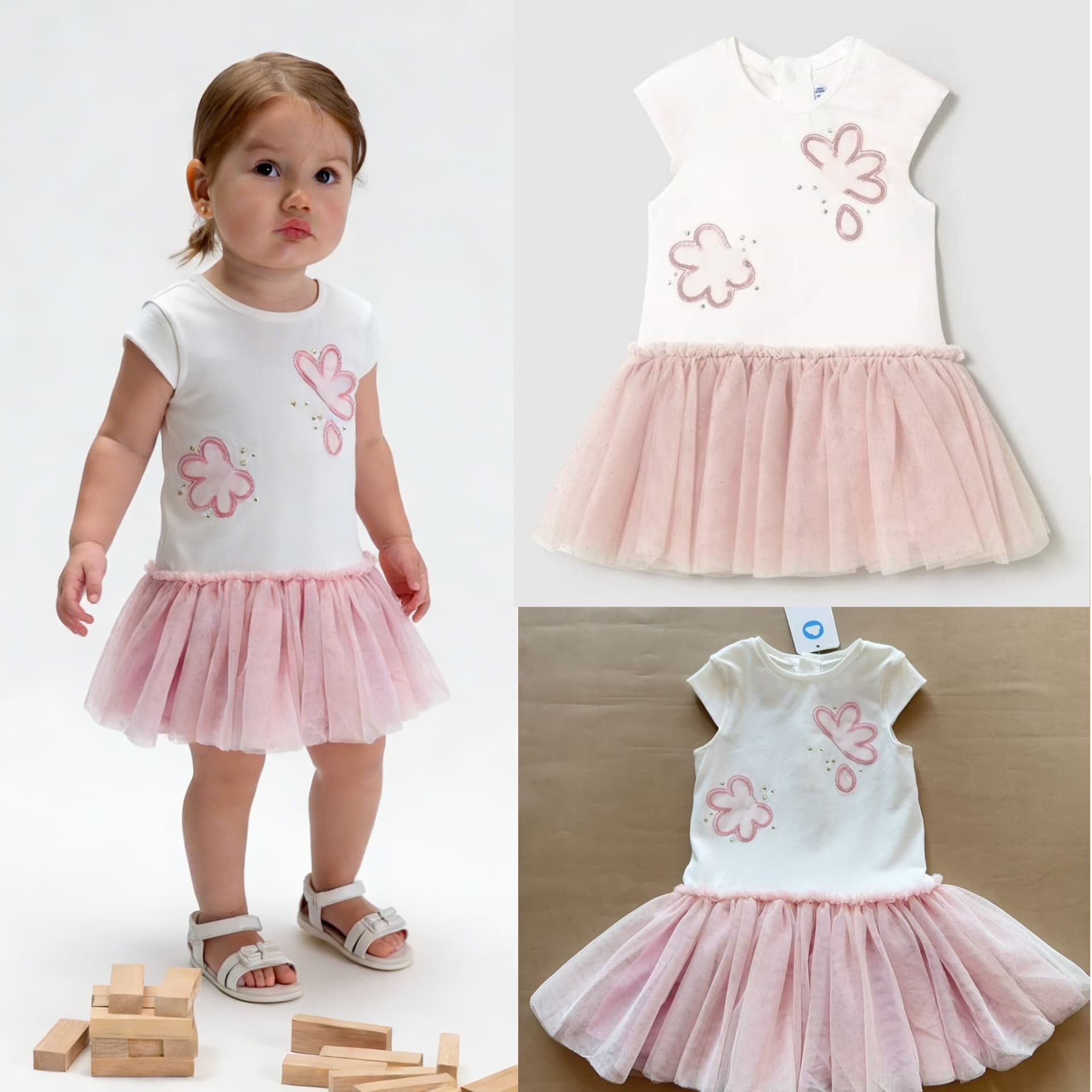 Mayoral Girls' Baby Dress with Tulle Skirt