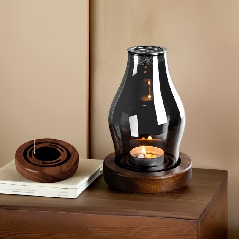 Zen Candle Aromatherapy Burner Glass Candle Holder Agarwood Incense Lamp Indirect Burning Incense Burner Aromatherapy Lamp Agarwood Lamp Lampshade