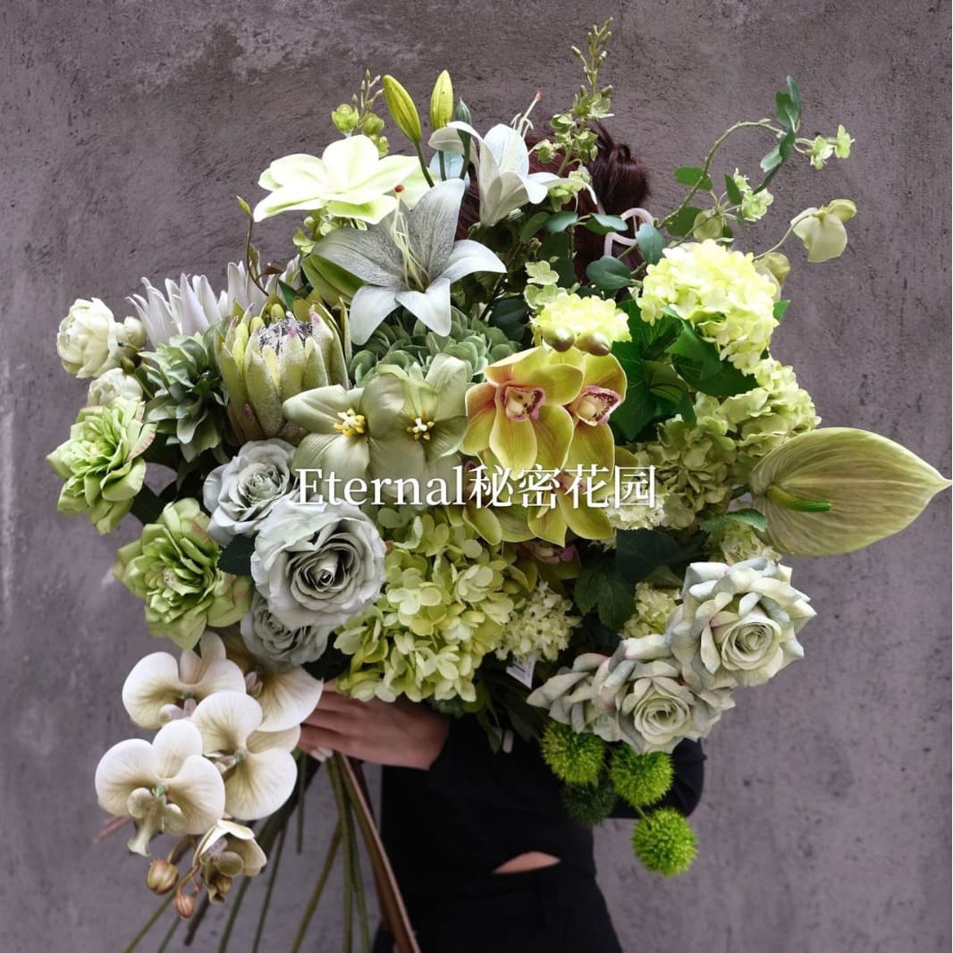 Green Flower Artificial Flower Matcha Green Hydrangea Rose Material Combination Floor Row Flower Wedding Cross-border Wholesale