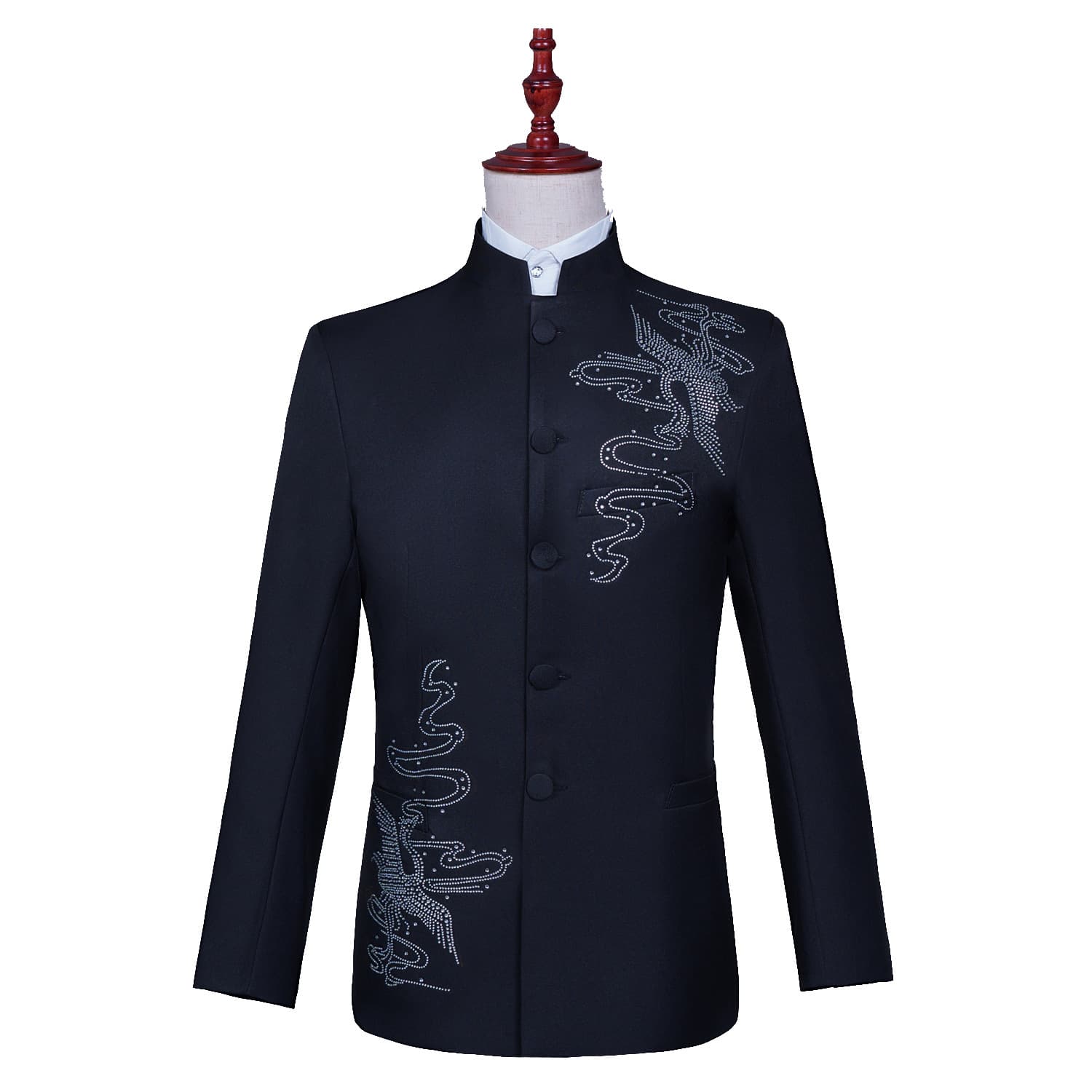 Men's Hot Color Phoenix Diamond Zhongshan Suit Performance Outfit Stage Choir Singer Host Emcee Performance Group Performance Clothing