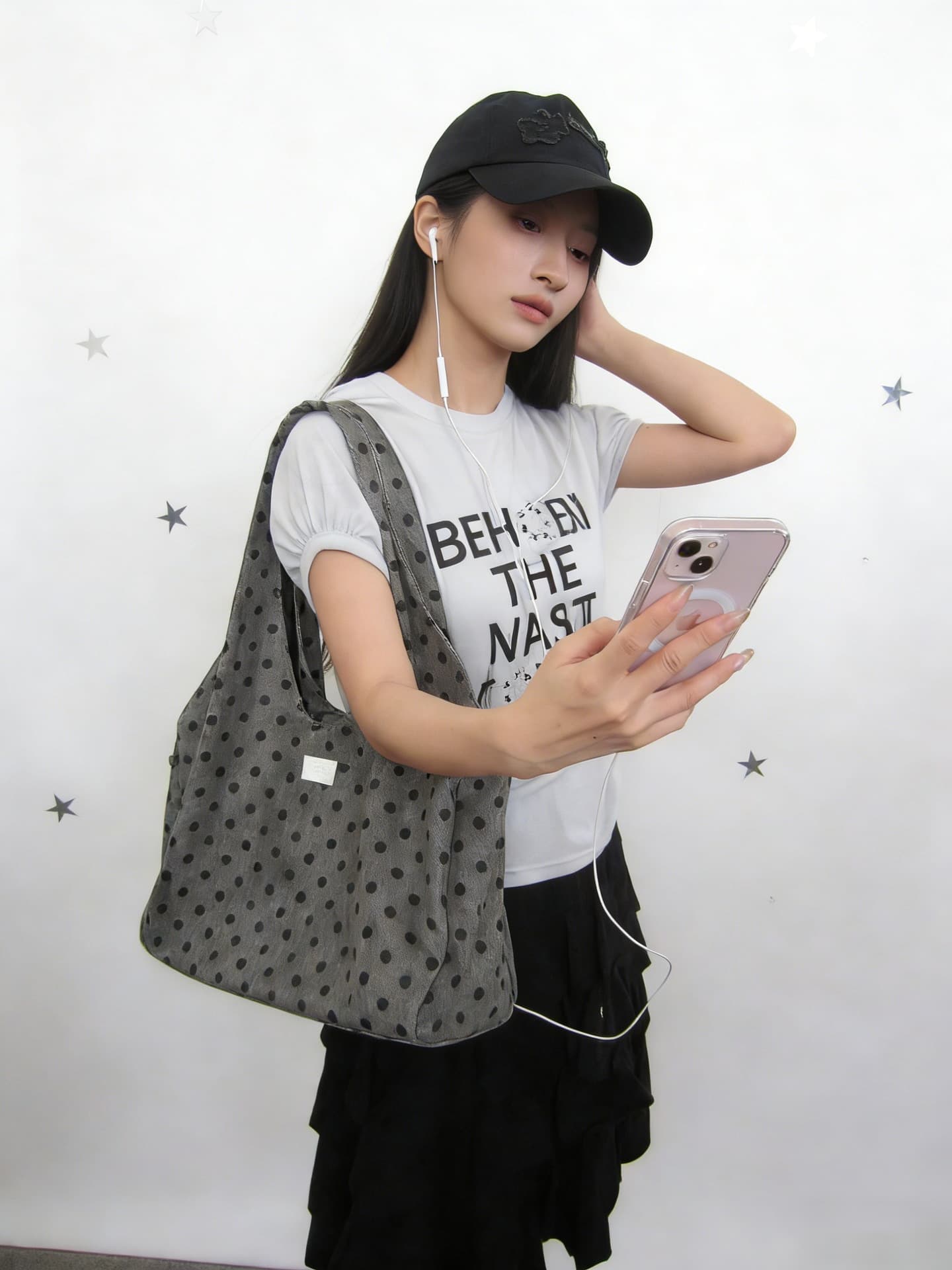 2026 Cross-Border New Polka Dot Tote Bag Women's Foreign Trade Fashion Simple Underarm Shoulder Bag Commuter Shoulder Bag Lazy Style