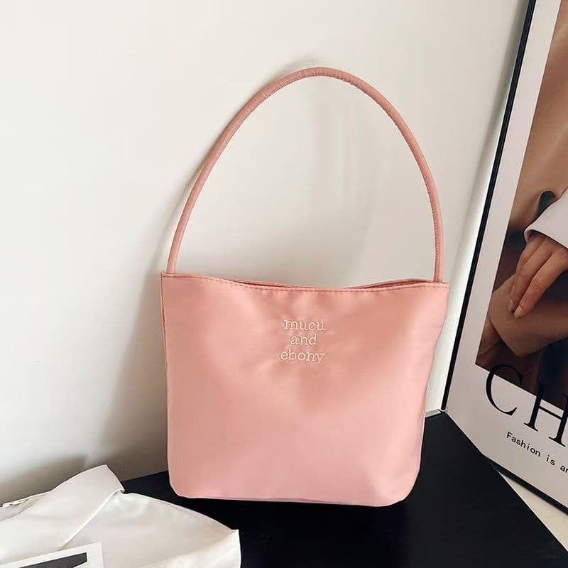 Korean mucu and ebony fashionable embroidered high elastic waterproof nylon versatile casual underarm shoulder bag for women