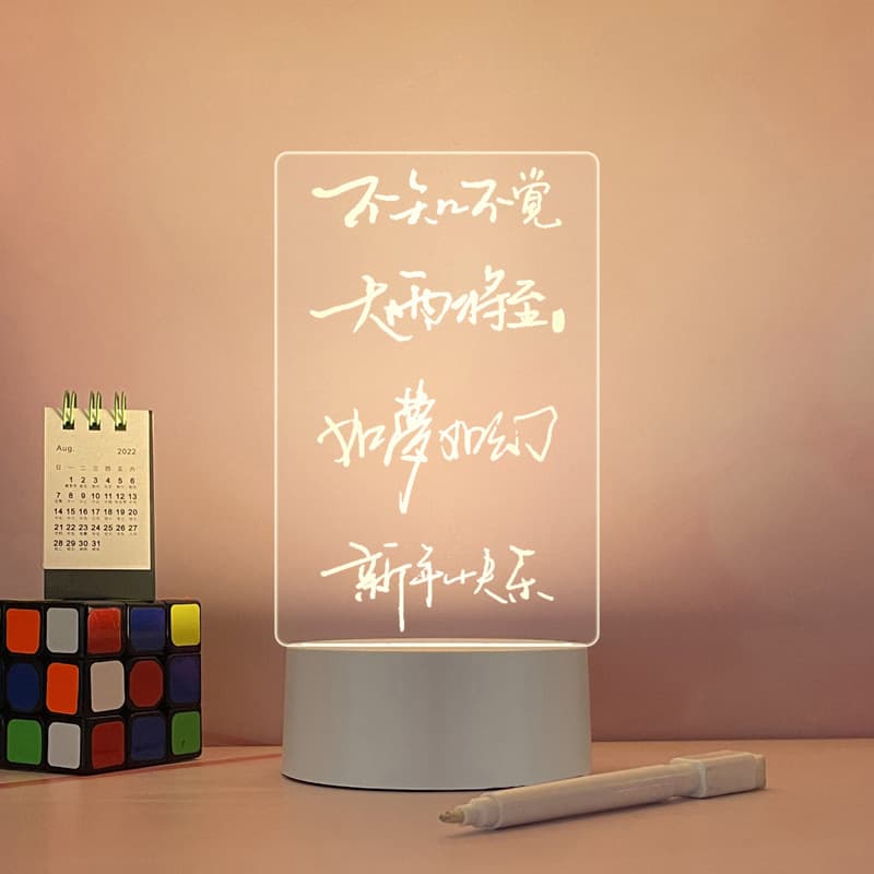With Pen Multi-functional Acrylic Transparent Memo Board Glowing Message Board Night Light Erasable Home Use Reminder Board