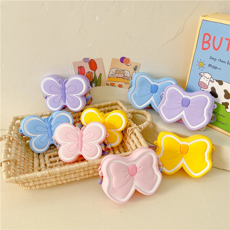 New Children's Silicone Bag Small Soft Bag Girl Baby All-match Korean Style Popular Butterfly Cute Girl Princess Bag