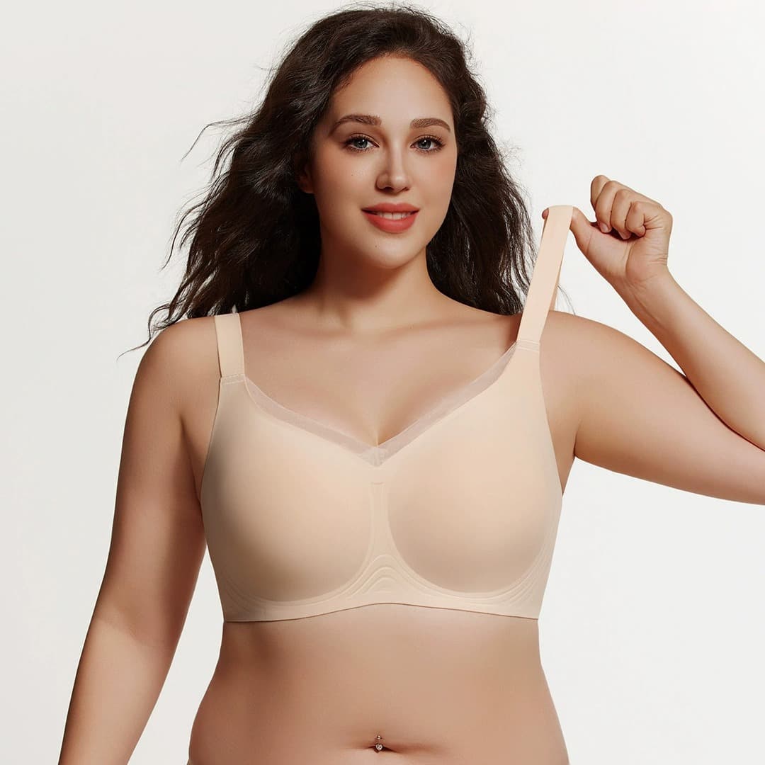 Cross-border Amazon large size underwear for fat MM 200 pounds jelly soft support no rim bra seamless underwear for women