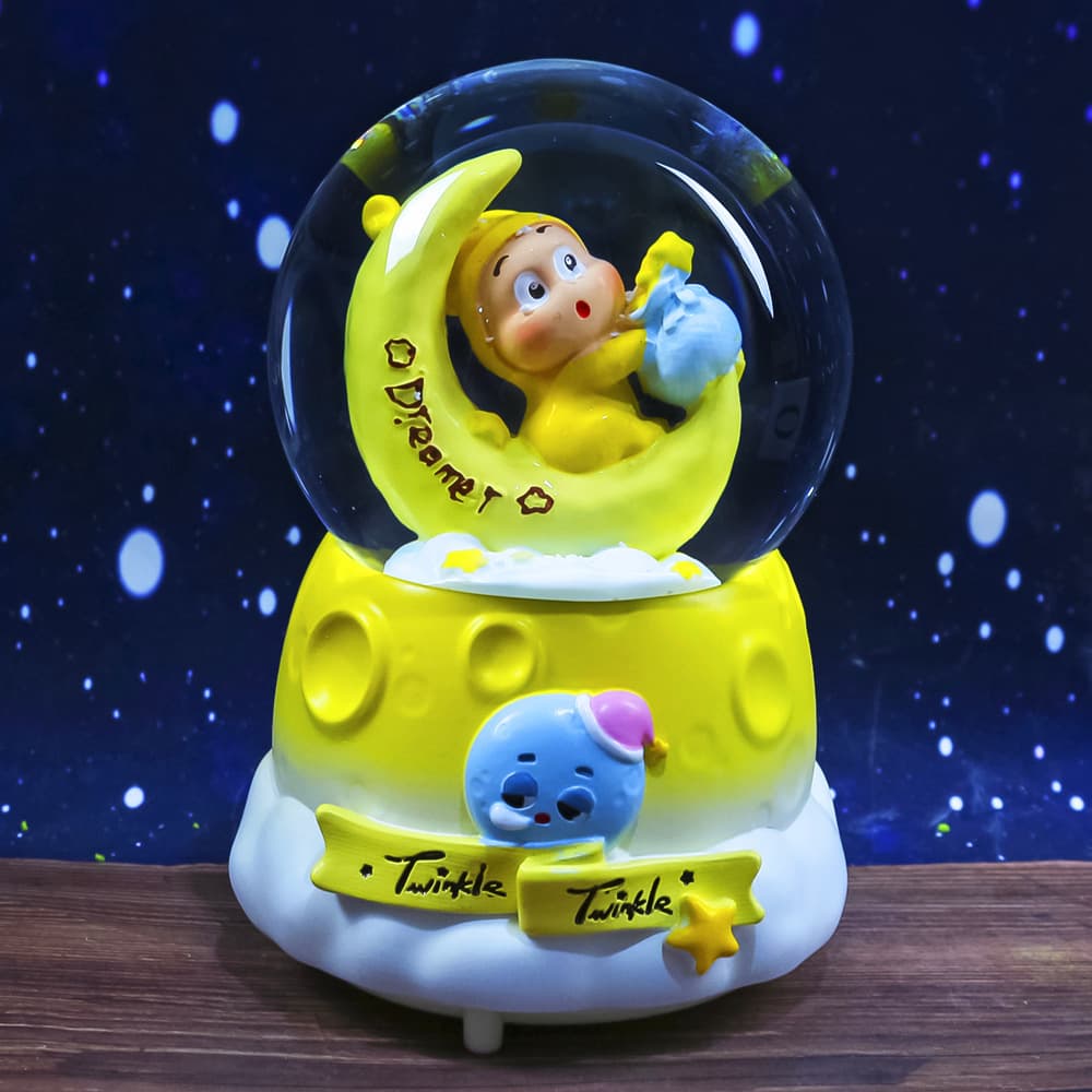 Girl Heart Moon Star People Crystal Ball Music Box Luminous Music Box Children Boys and Girls Birthday Gift Gifts