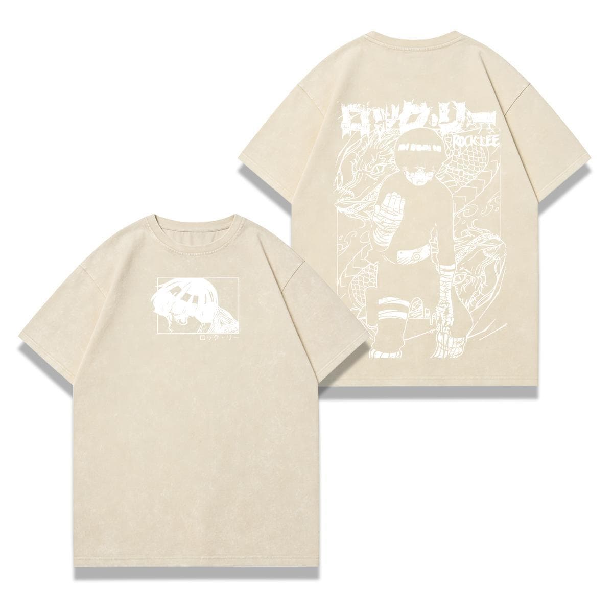 Cross-Border Exclusive Rock Lee Dual-Sided Print Washed Vintage Naruto Unisex T-Shirt