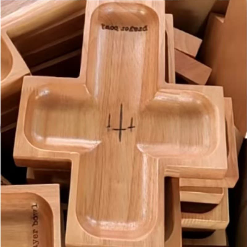 Cross-border Creative Wooden Cross Bowl Home Snack Tray