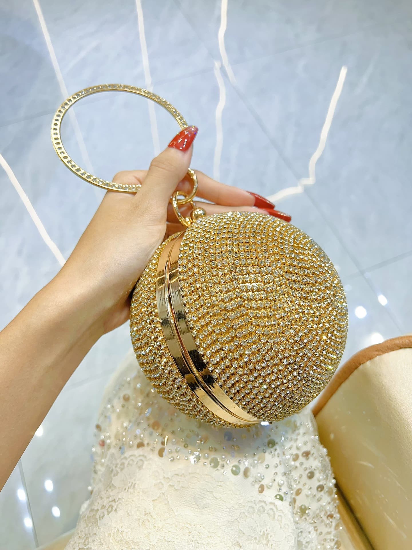 Evening Handbag Banquet Small Purse Pearl Mini Bag Rhinestone Women's Bag Fairy Single Shoulder Bag Celebrity Clutch