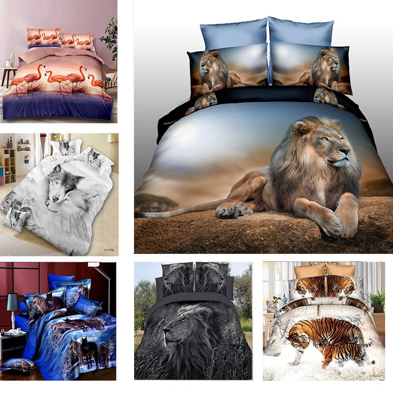 Cross-Border Amazon Wish Printed Bed Sheet Four-Piece Set 3D Home Bedding Four-Piece Set Wholesale