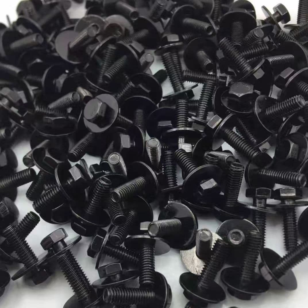 Universal M6 Screw Kit with Washer for Fender Mudguard Bumper Splash Shield Black Clips