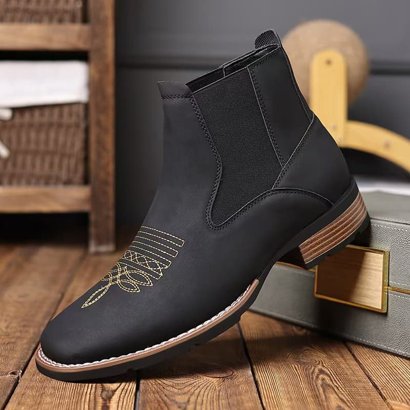 2025 New Cross-Border Foreign Trade Men's Boots - Unique Embroidered Chelsea Boots