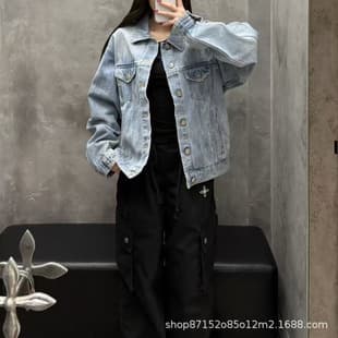 SMFKR Cross Statue Wasteland Oversized Denim Jacket Three-Color Washed Faded Oversized Coat