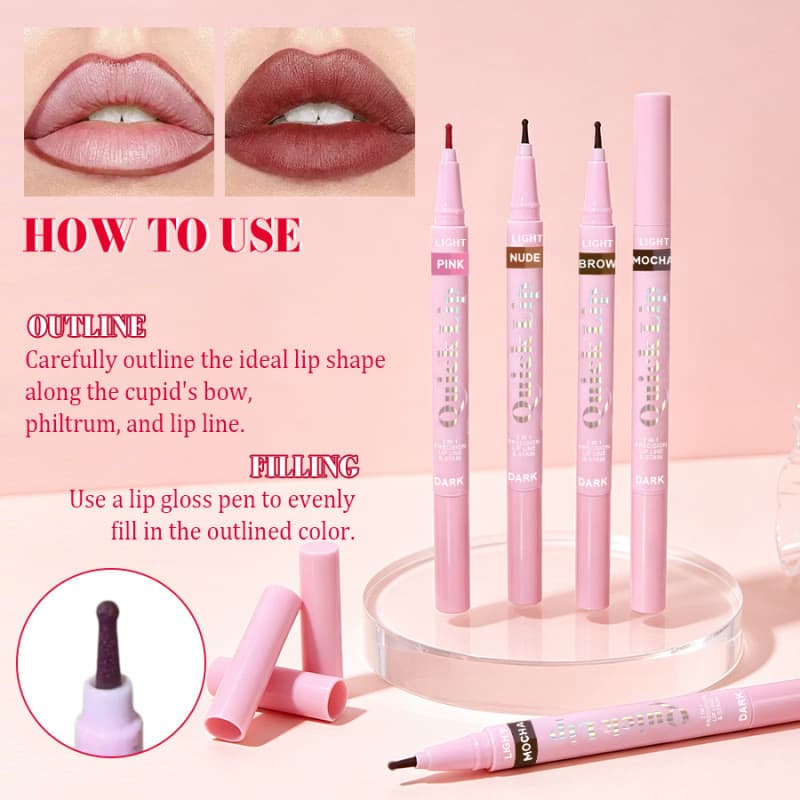Cross-Border PAGE VINE Foreign Trade Double-Ended Precision Lip Liner Lip Shape Matte Non-Fading Lipstick Lip Liner