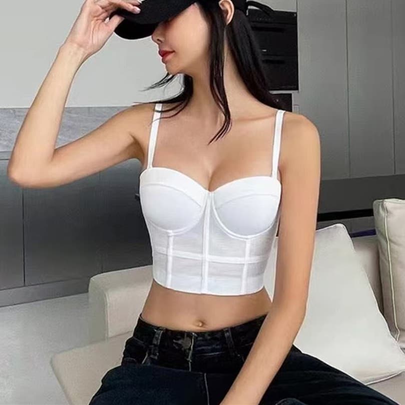 Women's Camisole with Built-in Bra Pads, Backless Design, Integrated Bra Top, Suit Inner Layer, Fishbone Corset Top