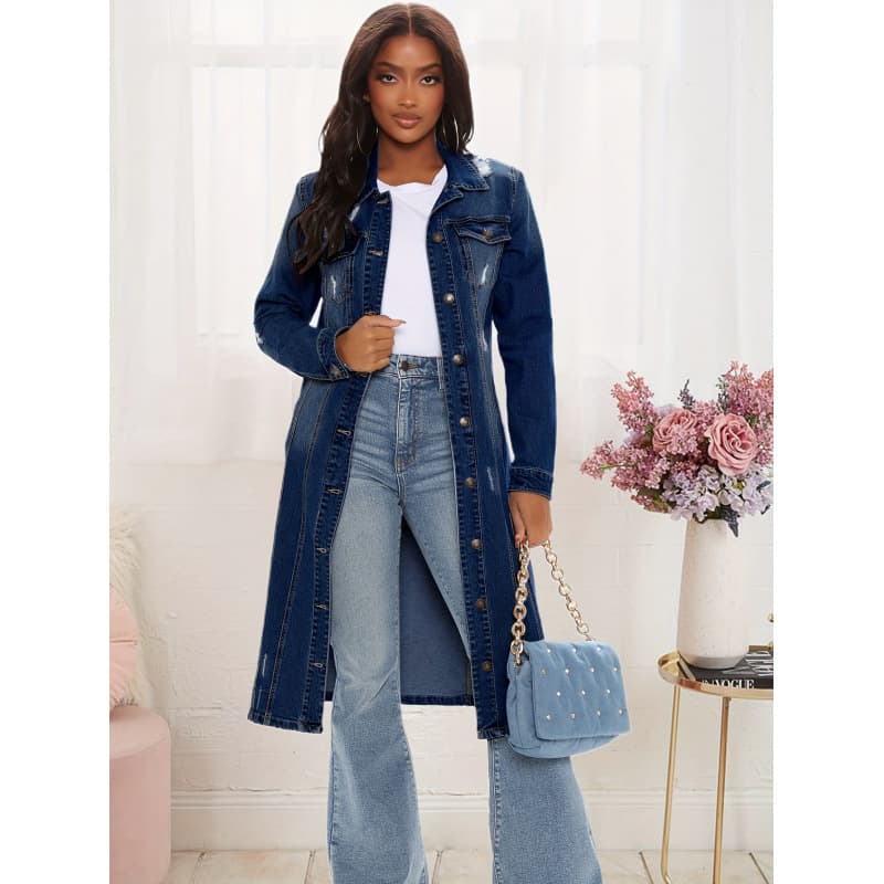 Z 73059 Vintage Denim Coat Cross-border AliExpress