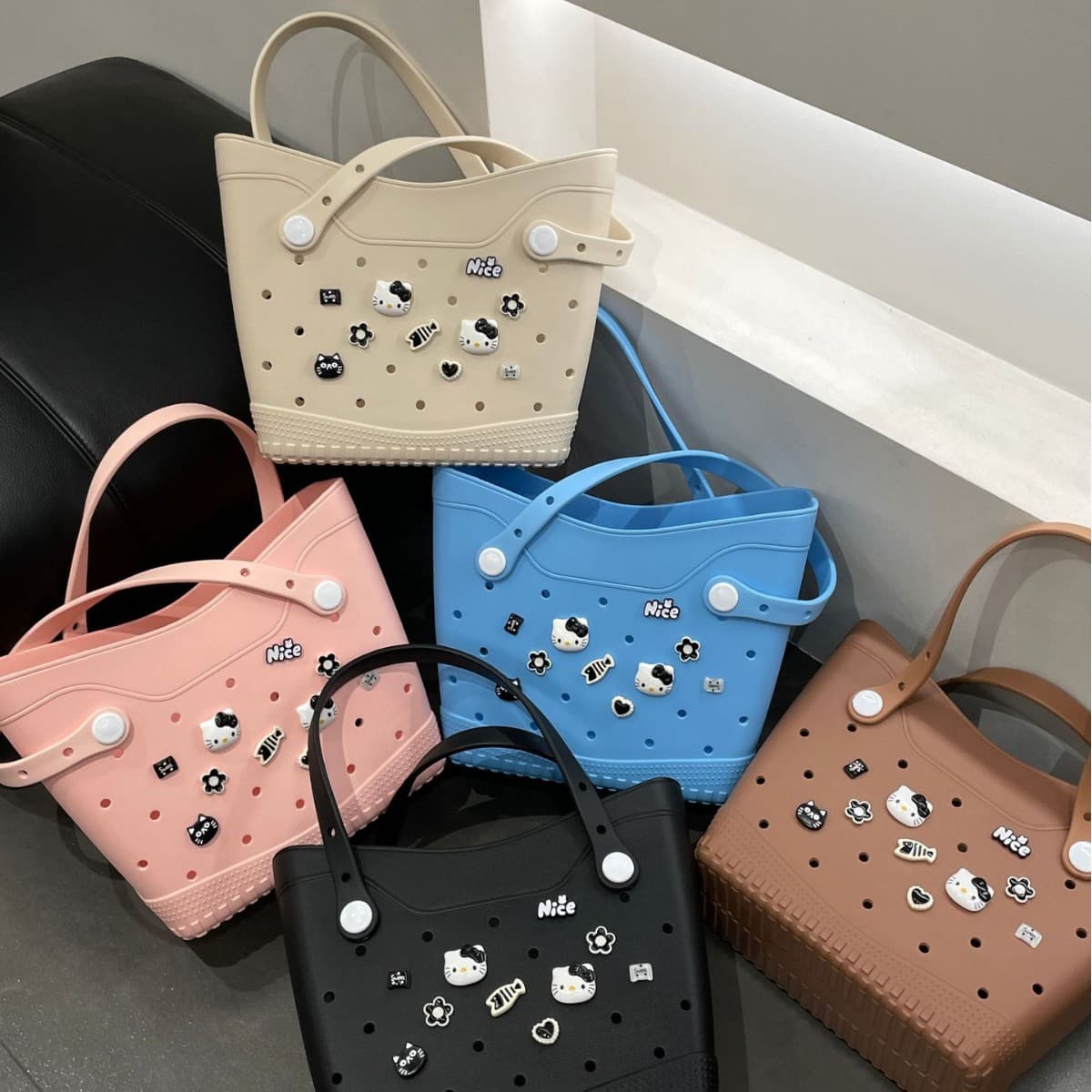 New EVA Large Tote Bag Crocs Colorful Hole Beach Bag DIY Pet Basket Classic Tote