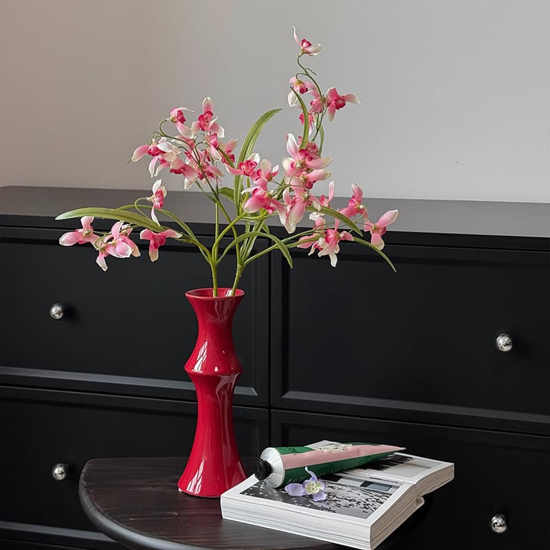 New Chinese style bamboo ceramic vase, high-end living room desktop coffee table, artistic flower arrangement ornaments, light luxury decorative vase