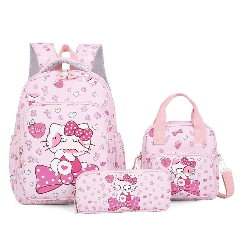 New Cross-border Kids Backpack for Primary and Middle School Students, Large Capacity Three-Piece Set, School Bag for Girls