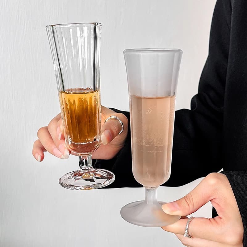 ins style vertical pattern tall champagne glass horn glass drink cup cocktail cup light luxury drinking juice cup
