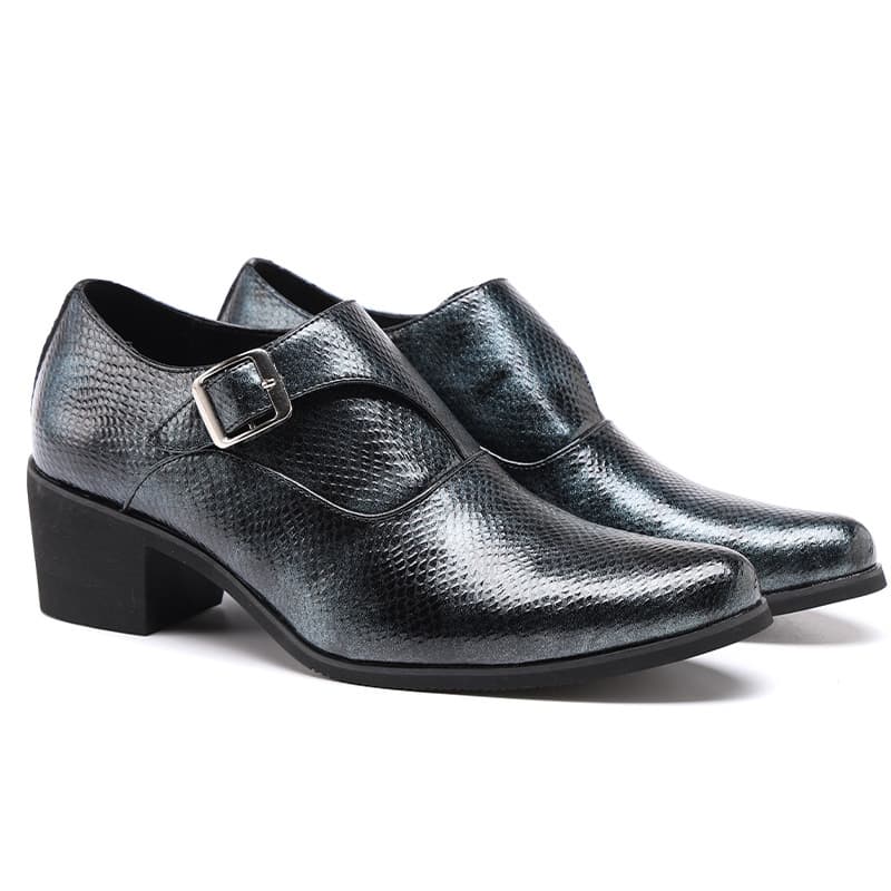 Men's Height-Increasing Leather Shoes British Korean Barber Fashion Wedding Shoes Business Casual Leather Monk Shoes Cross-Border