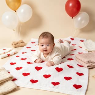 Cross-Border Spring/Autumn Knitted Love Blanket Baby Wool Swaddle Blanket Stroller Blanket Cover Blanket Children's Small Air Conditioning Blanket
