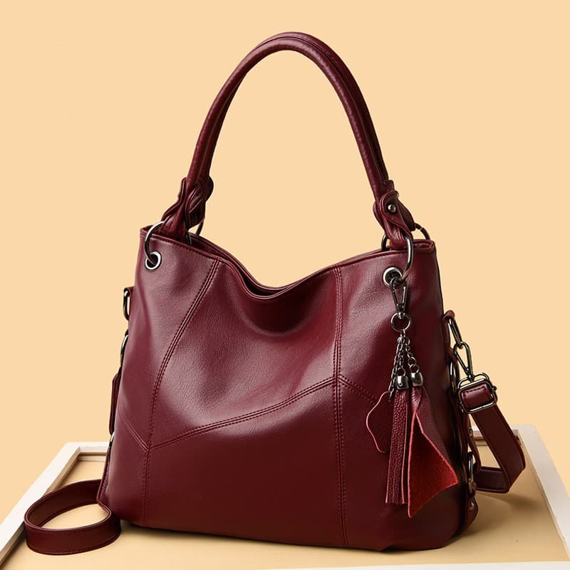 Cross-border new foreign trade versatile large bag fashionable mother bag European and American large capacity middle-aged and elderly soft leather tassel handbag