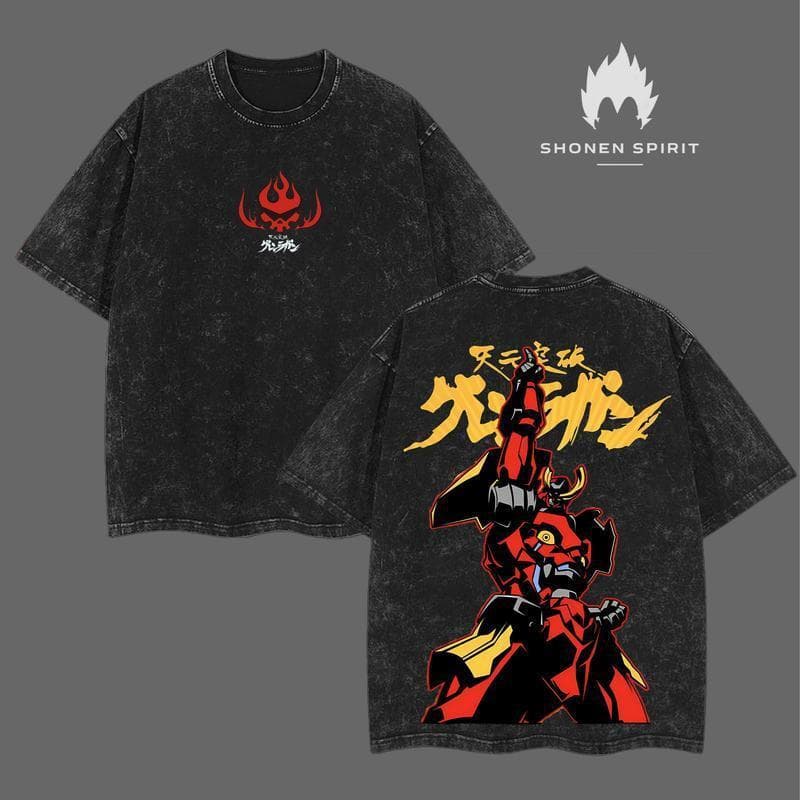Cross-border Supply Gurren Lagann Oversized Tee – Washed Heavyweight Cotton