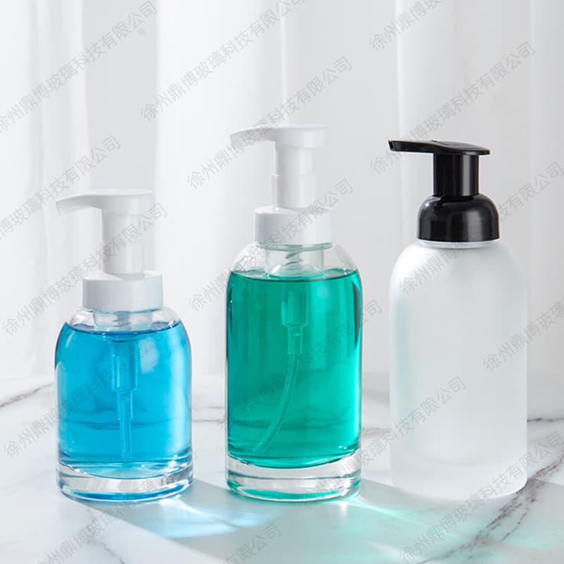 Foam pump hand soap bottle 250ml glass with 40-teeth mousse foamer, 350ml press-type dispensing bottle for lotion