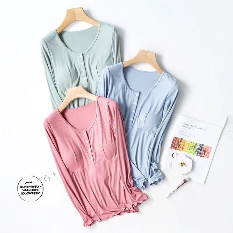 Maternity Long Sleeve Top and Pants Set, Nursing Postpartum Sleepwear, Spring/Autumn Pajamas, Trendy Mom Homewear Plus Size