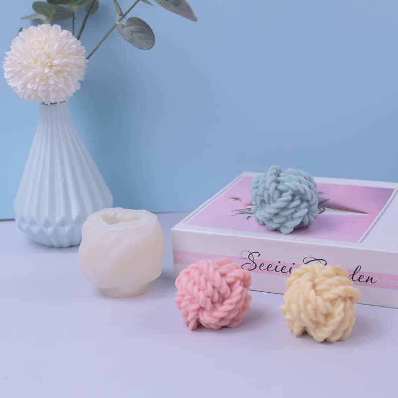 Korean Style Cute Crochet Ball Candle Mold Silicone Chocolate Cake Mold Irregular Shape for Candle Cake Chocolate Mousse Sale