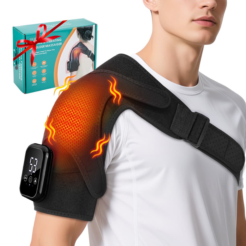 Cross-border Heating Massage Shoulder Wrap, Rechargeable Heating Shoulder Support for Frozen Shoulder Therapy, Private Mold Source Factory Stock