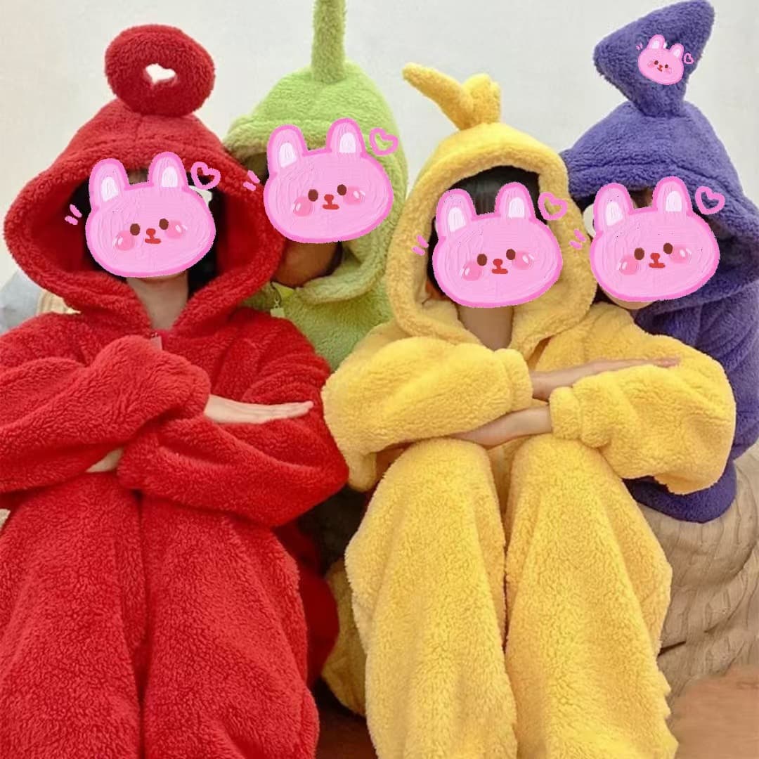 Coral Velvet Tianxian Baby Nightgown Thickened Cartoon Couple Same Style Long-Sleeved Cute Cartoon Warm Home