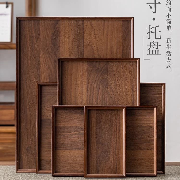 New Chinese style walnut tea tray solid wood wooden tray tea tray tea set saucer high-end household tea cup tea tray