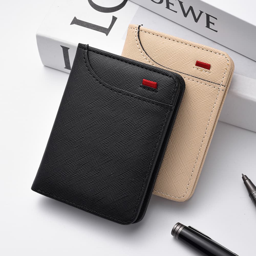 Wholesale Men's Vertical Wallet PU Leather Business Casual Short Wallet Multi-Slot Credit Card Holder for Men