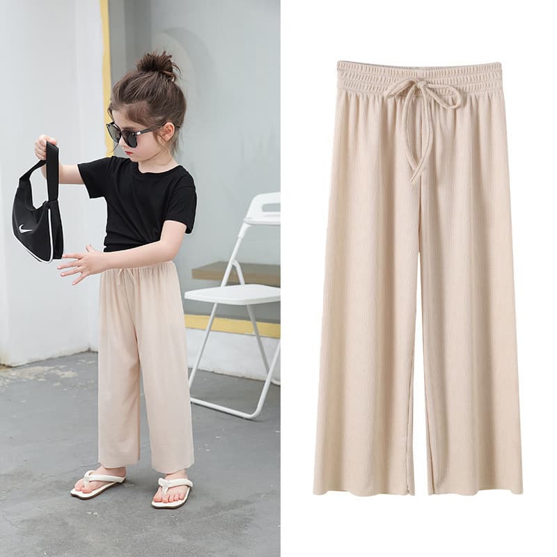 Girls' Pants Spring/Autumn Fashionable 2026 New Summer Thin Loose Wide-Leg Pants European Style Mosquito-Repellent Pants