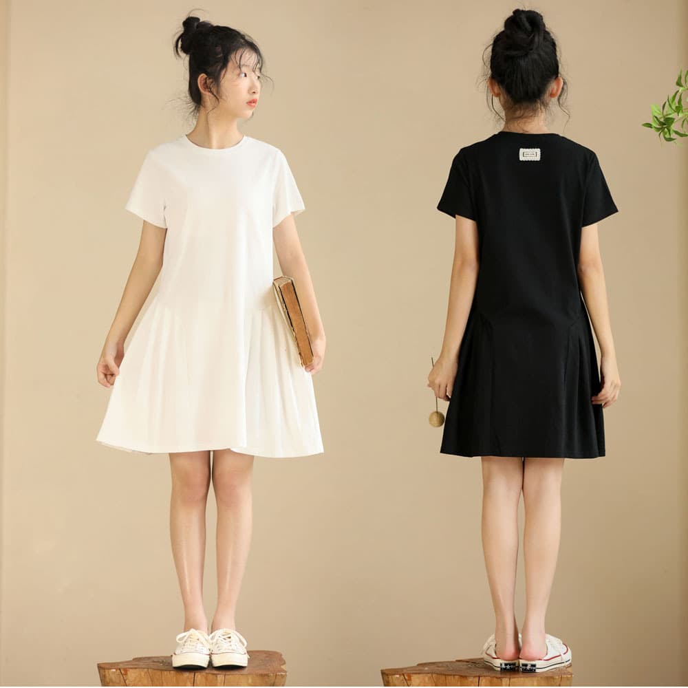 Medium-Large Girls' Cotton Dress for Petite Frames, Summer 2025 New Arrival, Stylish Slimming and Flattering Short Dress