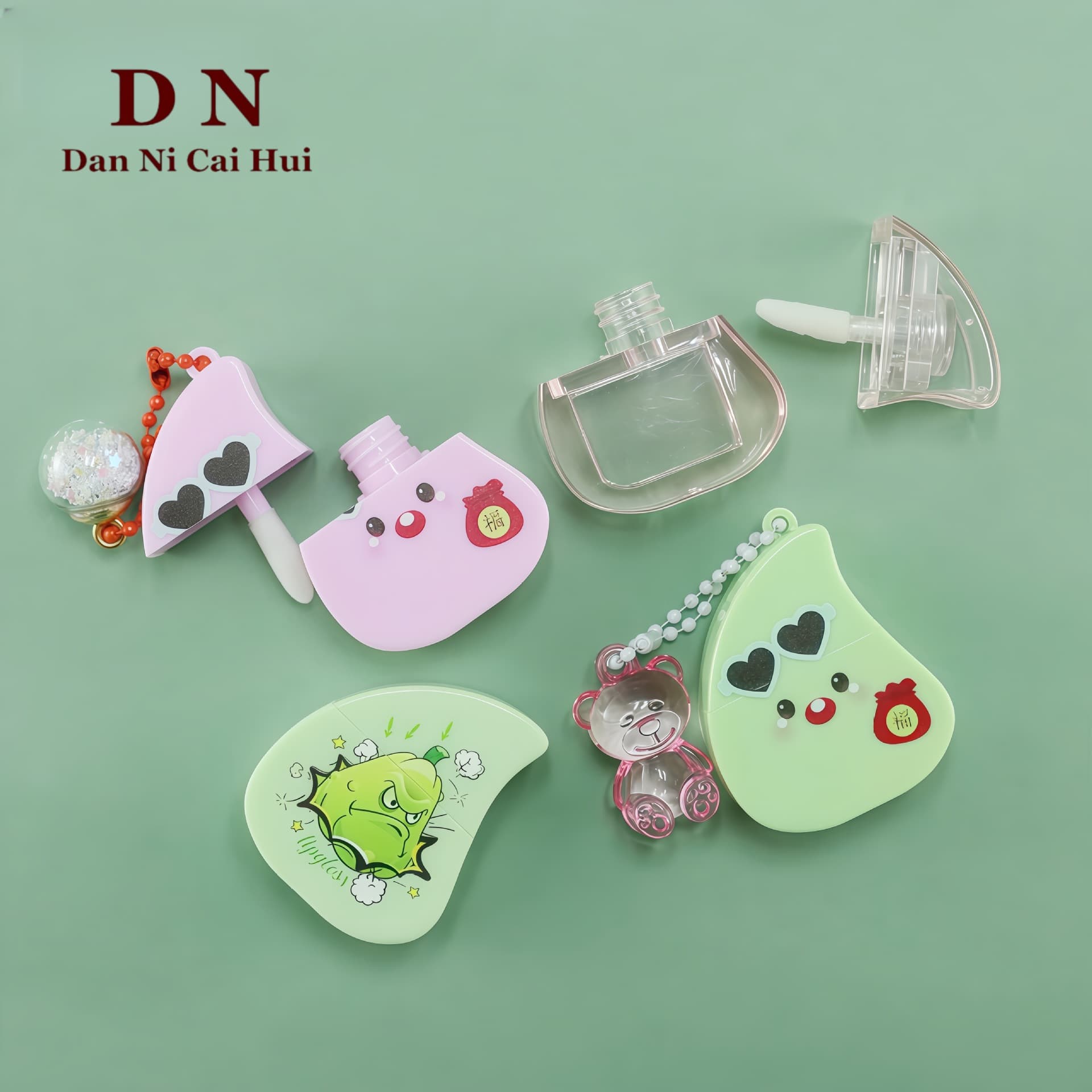 Cute Chaofeng Peach Fruit Pendant 3ml Lip Glaze Empty Tube Lip Gloss Tube Cosmetic Packaging Material Manufacturer Directly Approved Z