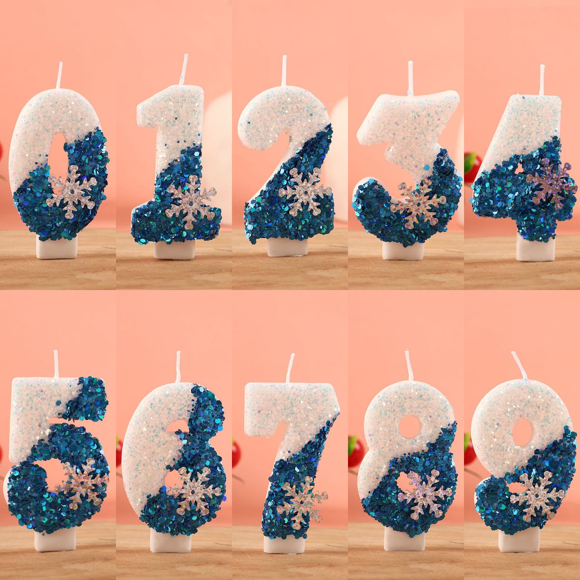 Creative Ice Snowflake Digital Birthday Candles Cross-Border Amazon Temu Hot-Selling Birthday Party Cake Decoration Candles